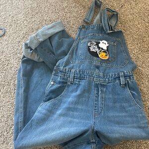 Blue Denim Overalls with Patches